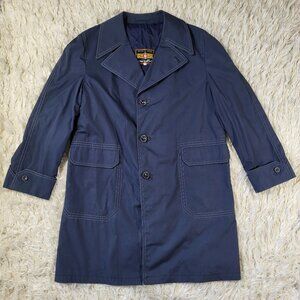 Vintage Cortefiel Trench Coat Blue Navy Men's Size 46